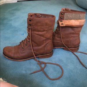 Brown combat boots